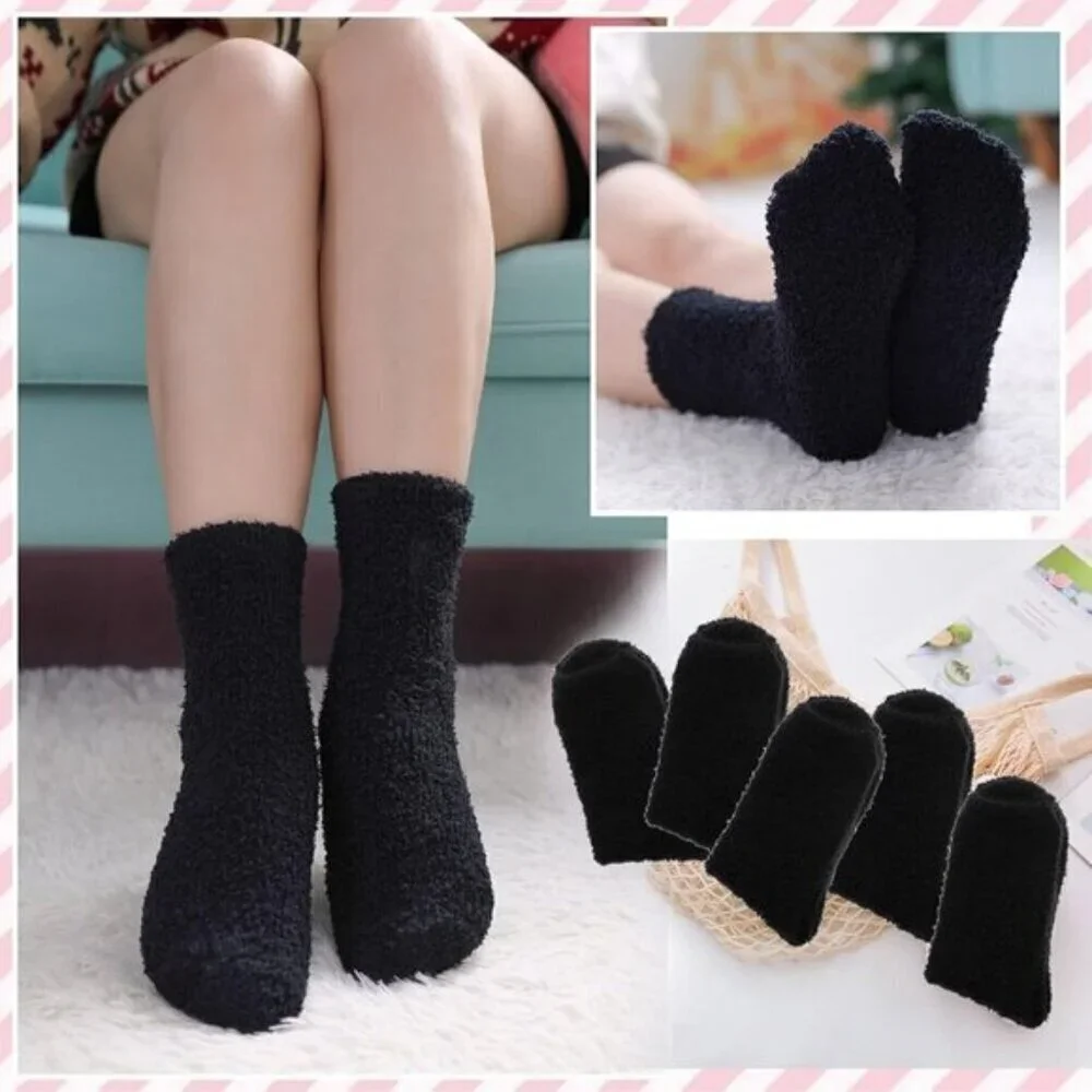 MQELONG Women’s Super Soft Fuzzy Sleeping Socks 5-Pair Cozy Warm Size 5-10